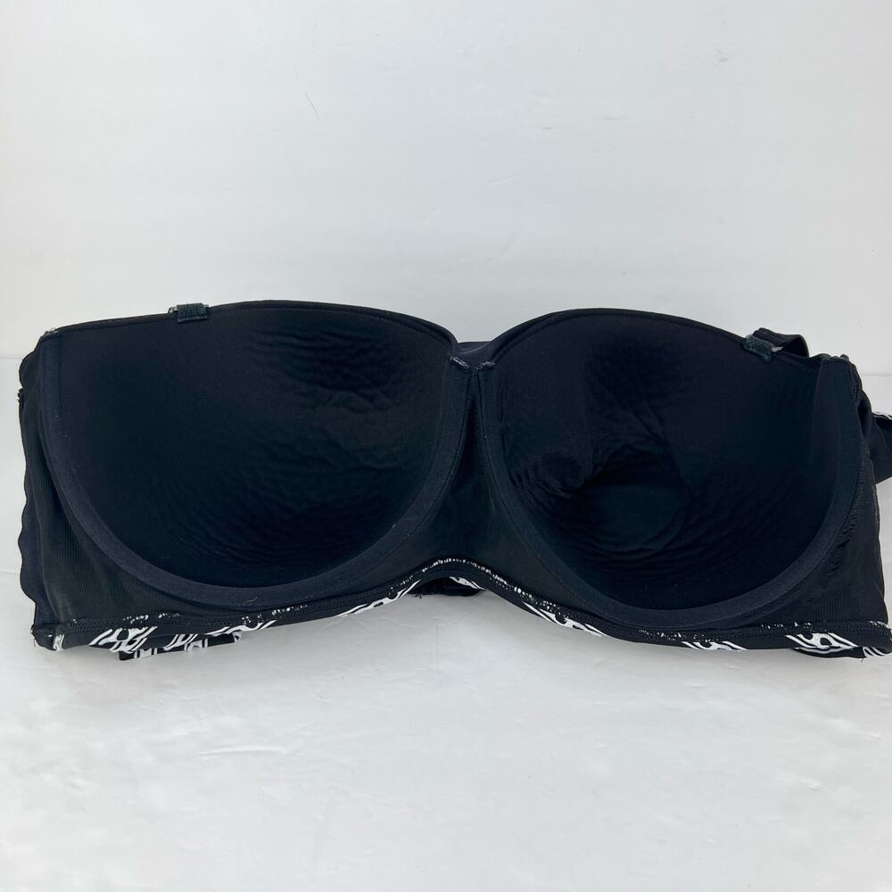 Cacique Swim Lane Bryant 44F Black & White Striped Bandeau Women's Swim Top - Picture 5 of 9
